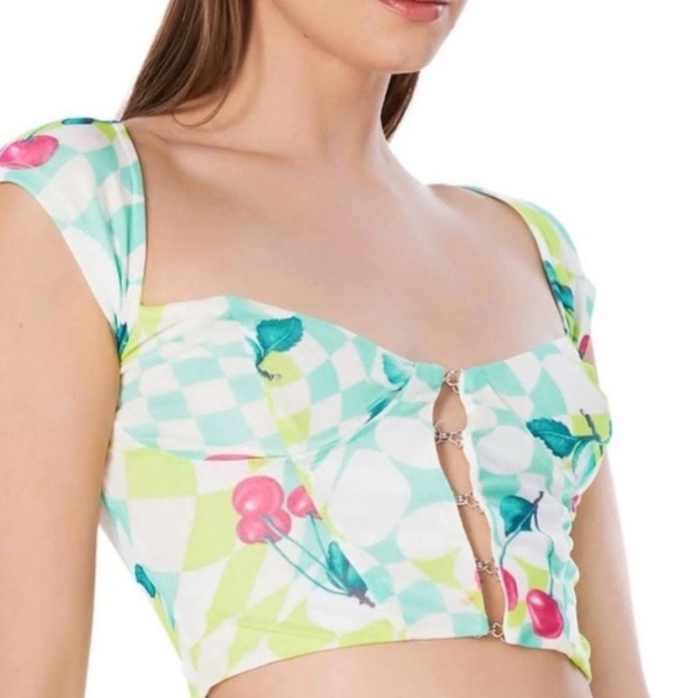 AFRM Mint and Lime Checkered Crop Top